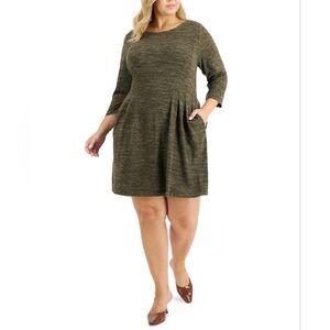 NWT Jessica Howard Green Jersey Round Neck Sheath Dress Size 22W